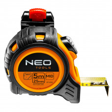 ROLMAAT 5 MTR, MAGNETISCH, RIEM CLIP NYLON GECOAT, 25MM BAND BREEDTE